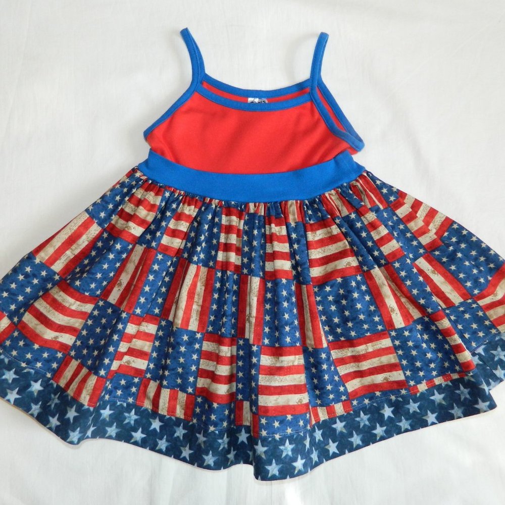 Girls size 3 Dress Summer Red White Blue 4th of July Chris n Missy